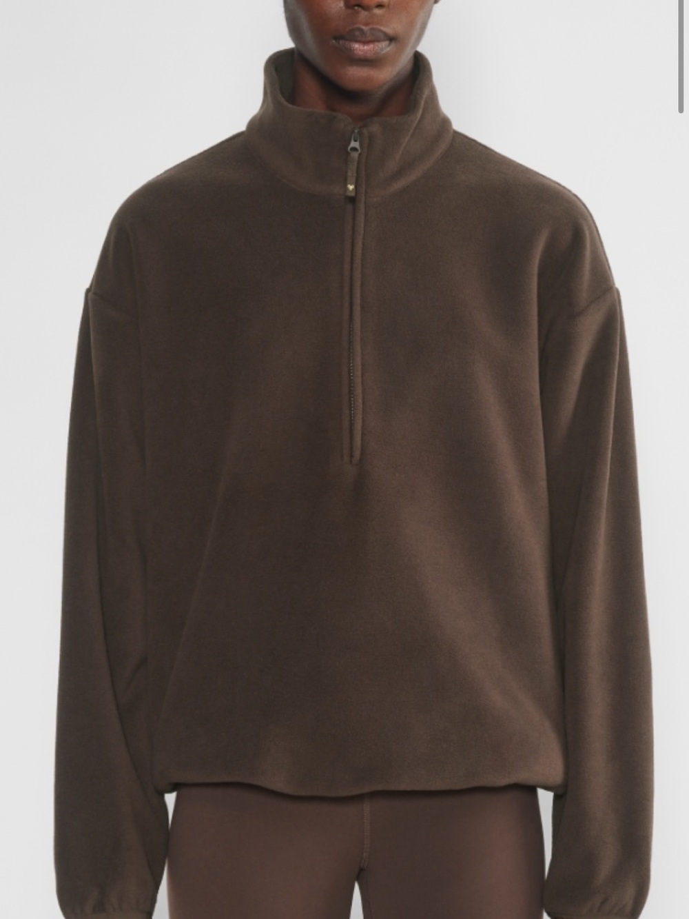 Aritzia Women's Dark Brown Half-Zip Fleece Pullover